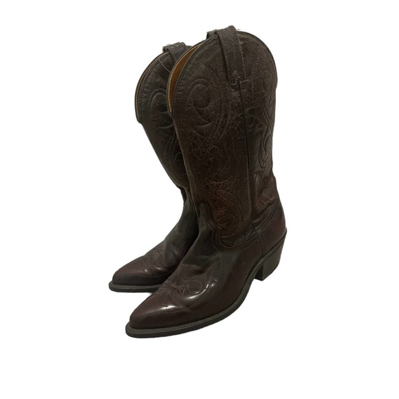 ACME Shoes Vintage Acme Mens Cowboy Boots Size 75d Dark Cherry